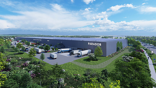 Visualisatie van de nieuwbouw Parador Logistikzentrum Visualisierung